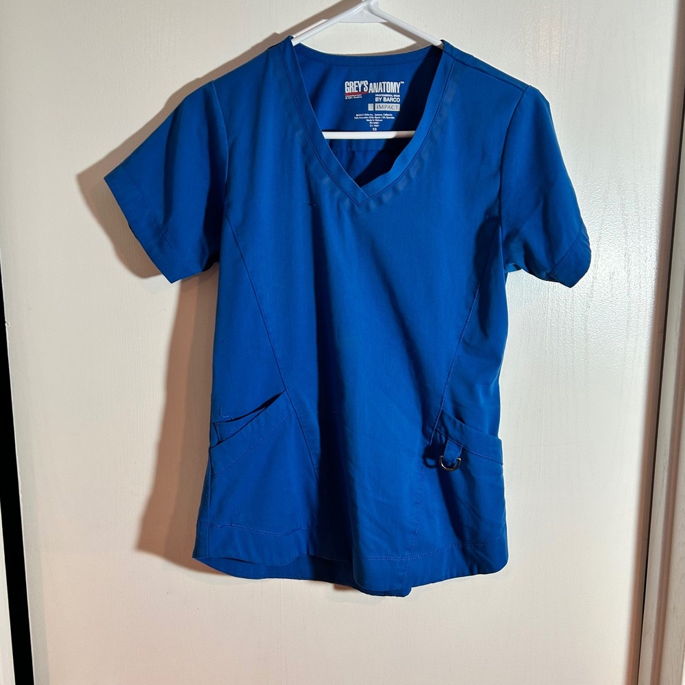 Greys Anatomy IMPACT Scrub Top Medical‎ Uniform V-Neck Women's Blue XS